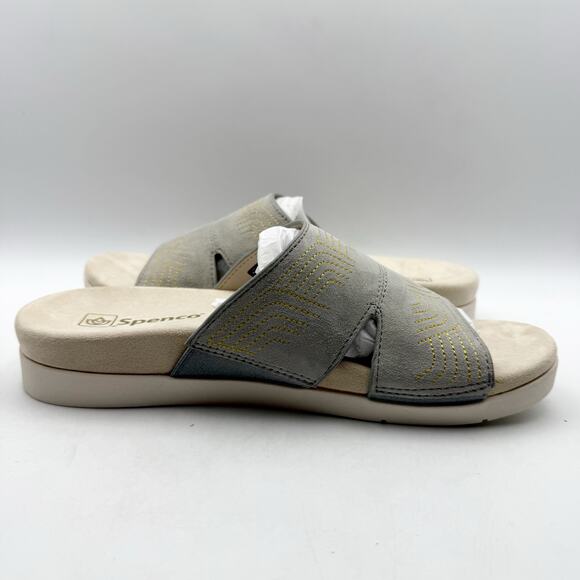 Spenco Womens Twilight Ellie Slide Sandals US 8.5 D EU 39 Grey Leather NIB - Picture 5 of 12